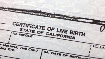 Partial image of Certificate of Live Birth form