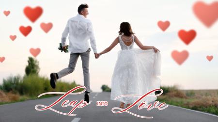 Just married couple jumping image